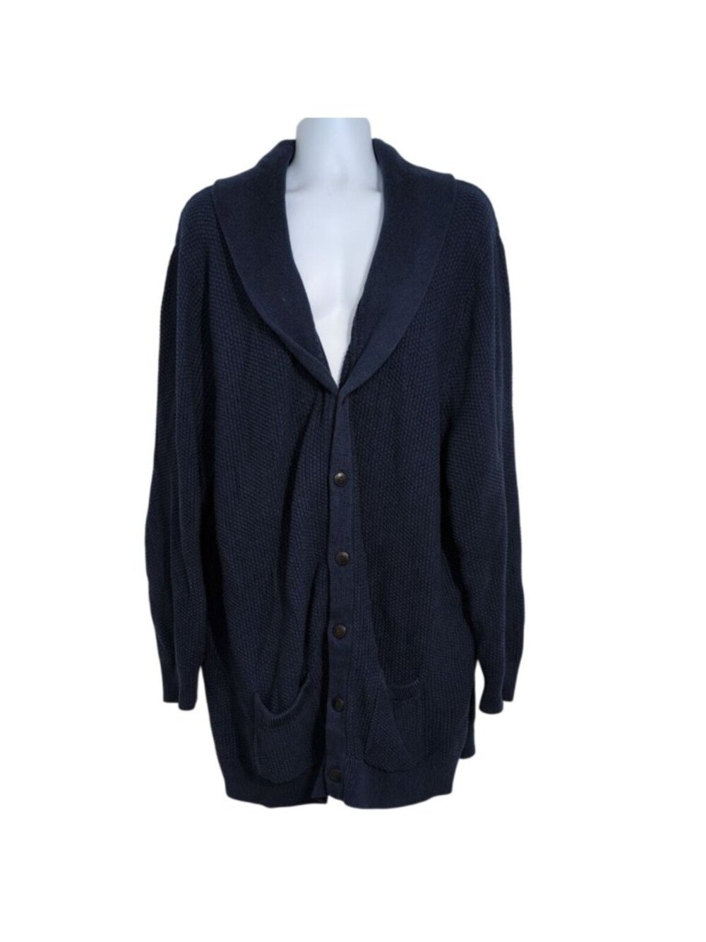 Oak Hill V Neck Cardigan Mens Size 5XL Blue Academia Fisherman Preppy Cotton